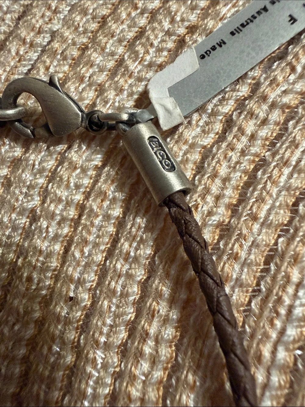 Bico Brown 9” Braided Bracelet with Silver-Plated Lobster Clasp NWT